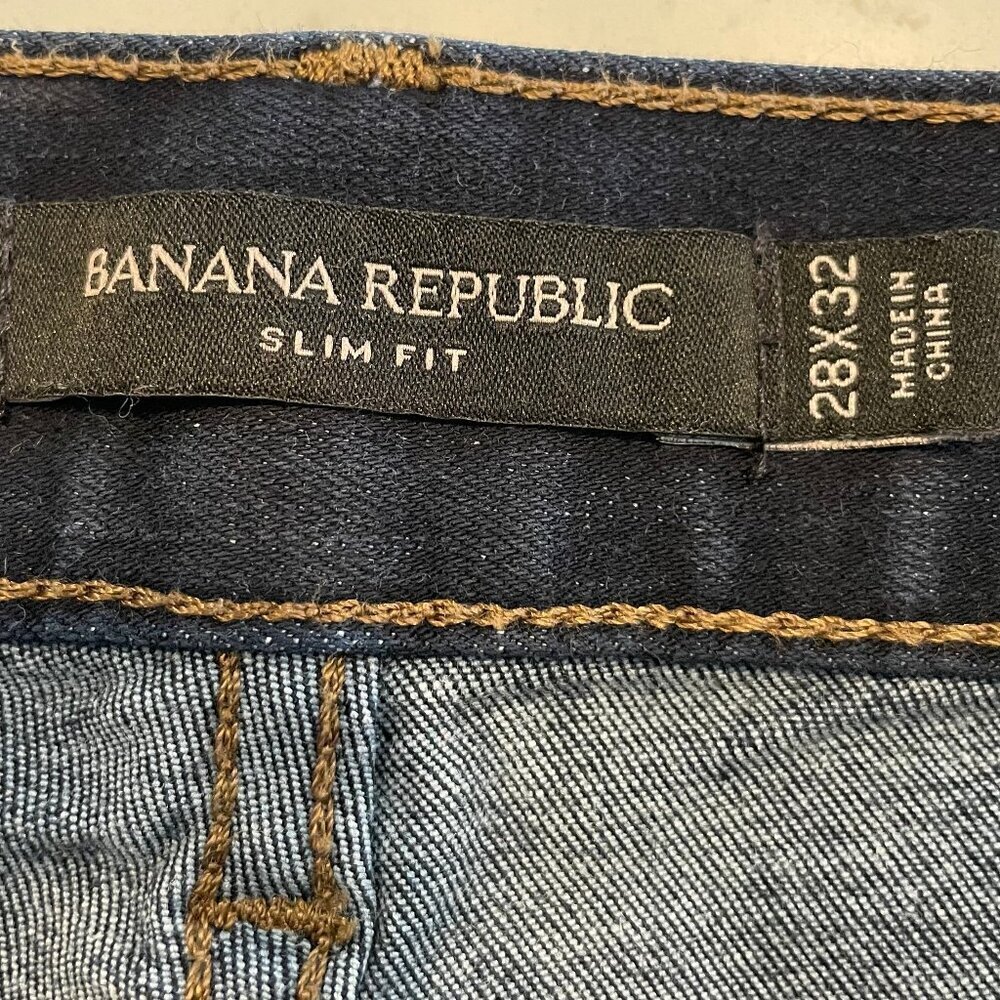 Banana Republic Slim Fit Stretch Denim Dark Wash Mid Rise Jeans Blue Sz 28x32 - Picture 9 of 13